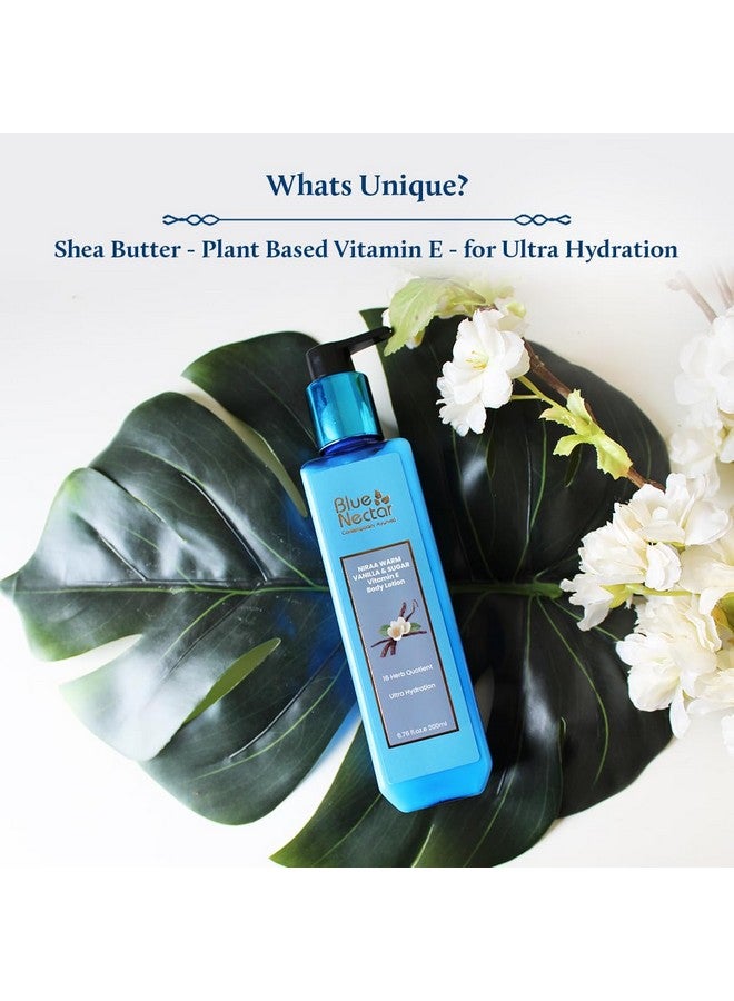 Blue Nectar لوشن الجسم الأزرق نكتار المرطب الفائق بالفانيليا الدافئة للبشرة الجافة والدهنية مع فيتامين E المستخلص من النباتات | زبدة الجسم الطبيعية | لوشن الجسم الشتوي | مرطب عميق للوجه والجسم | (16 عشبة، 200 مل) - Image 2