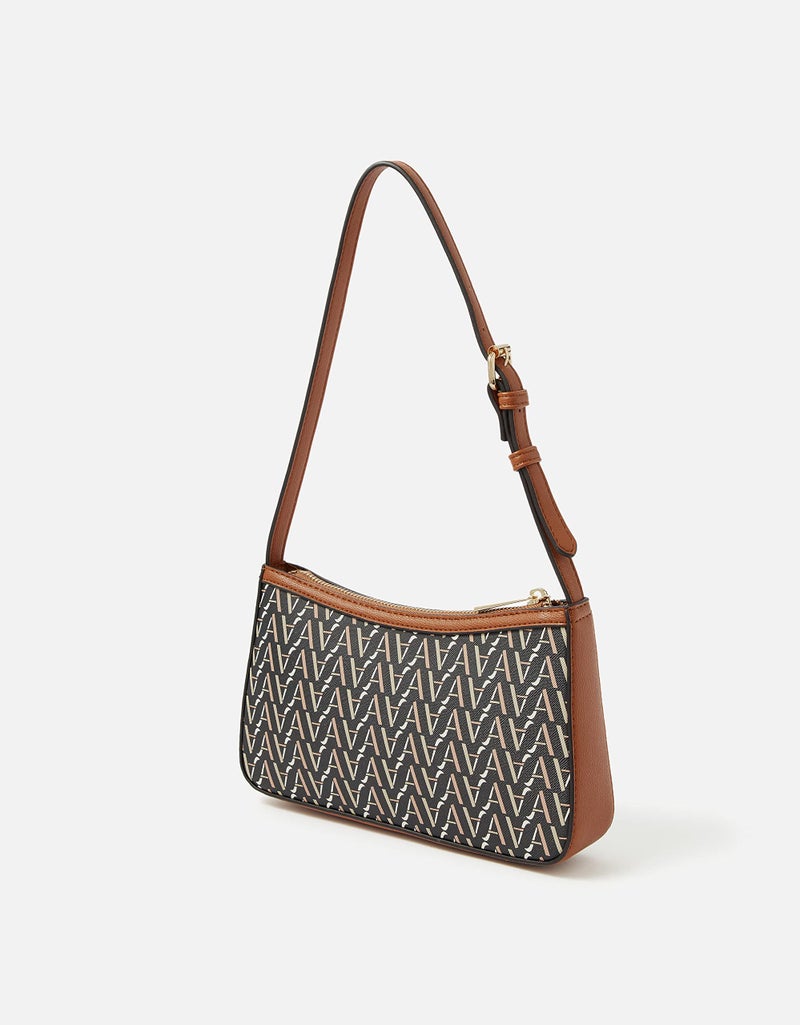 Accessorize London women's Tan Mika Monogram Shoulder Bag| Shoulder bags for woman with adjustable strap |latest handbag for woman - Image 2