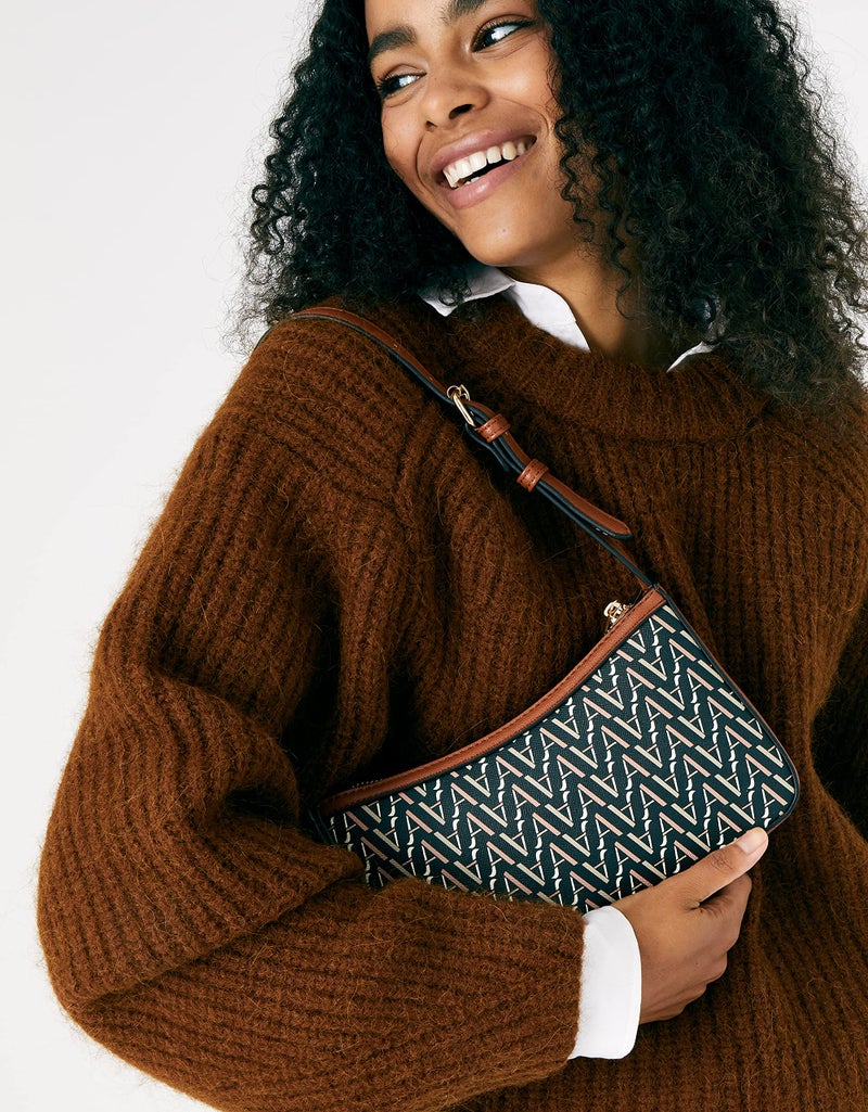 Accessorize London women's Tan Mika Monogram Shoulder Bag| Shoulder bags for woman with adjustable strap |latest handbag for woman - Image 4