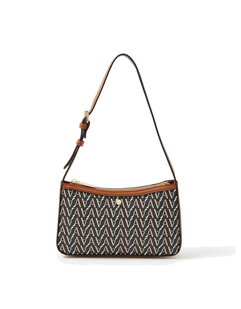 Accessorize London women's Tan Mika Monogram Shoulder Bag| Shoulder bags for woman with adjustable strap |latest handbag for woman - Image 1