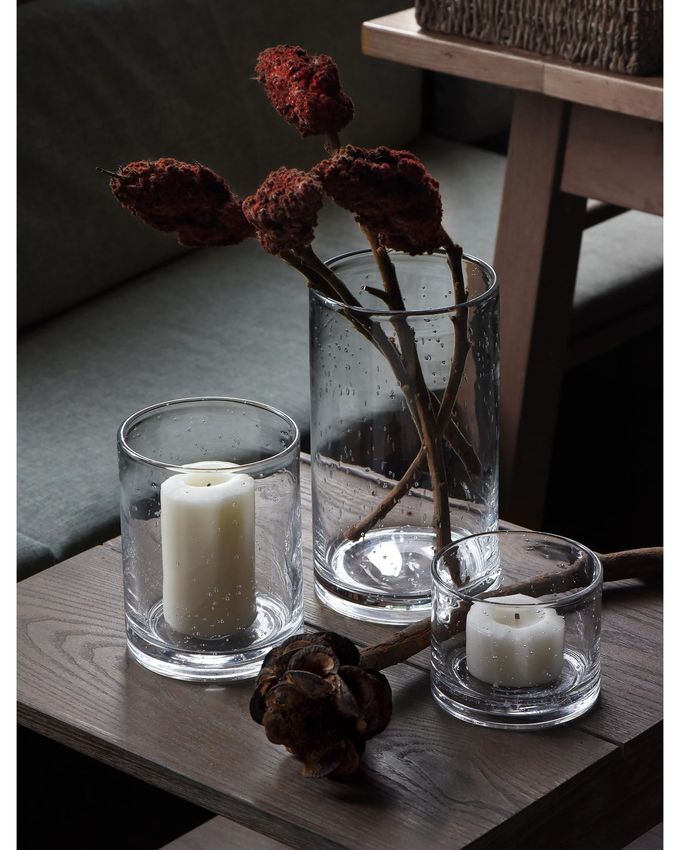 ARIAMOTION Hurricane Candle Holders for Pillar Hand Blown Glass Cylinder Vases Table Centerpiece Bulk Room Decor Clear Seeded Bubbles Living Dining Kitchen Island 10" 7" 4" Set of 3 - Image 5