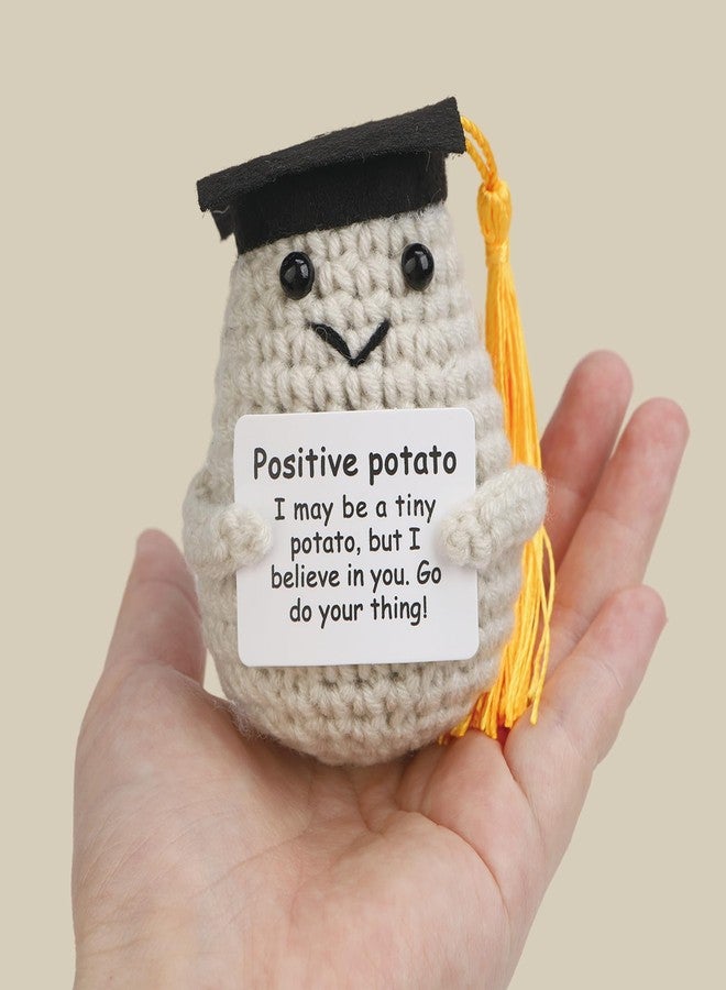 yodo Mini Positive Crochet Potato - Handmade Amigurumi Yarn Gift with Motivational Message, Funny Gift for Women, Men, Friends, Graduation, Birthday, Teacher Appreciation,Graduation Potato - Image 2