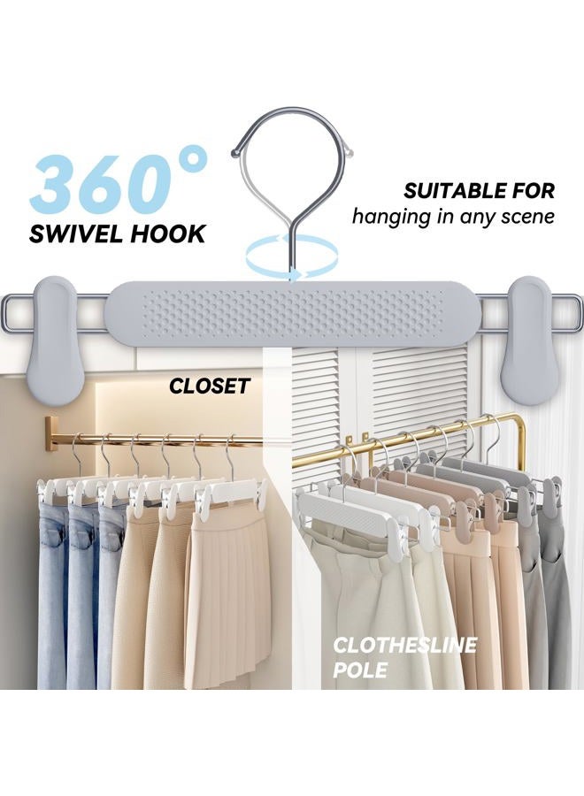 Funamily Kids Toddler Pants Hangers with Clips 30 Pack, Plastic Frosted Embossing Adjustable Heavy Duty Skirt Hangers for Women, Baby, Children Teens (Grey) - Image 4