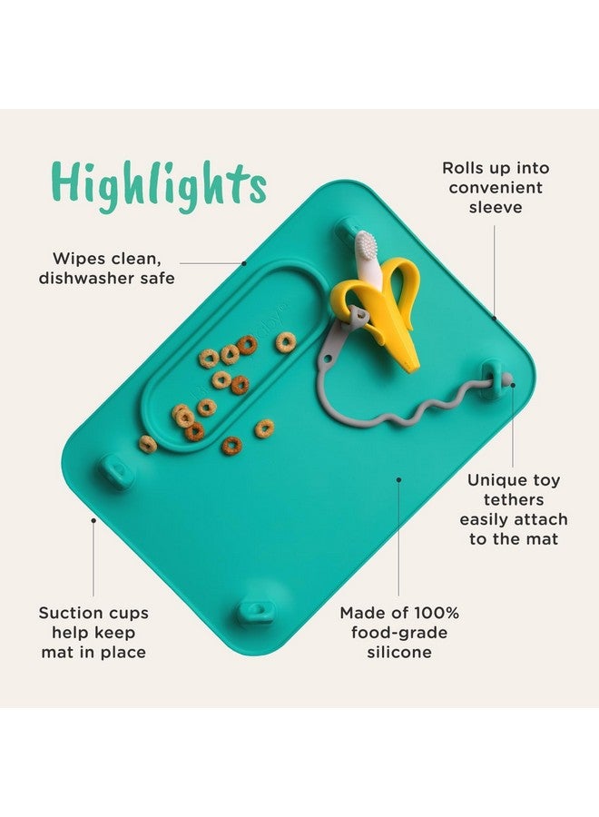 Busy Baby Silicone Mat Suction Cups 4 Straps To Secure Baby Essentials Self Feeding Baby Led Weaning Travel Sleeve Included (Pewter)  - Image 3