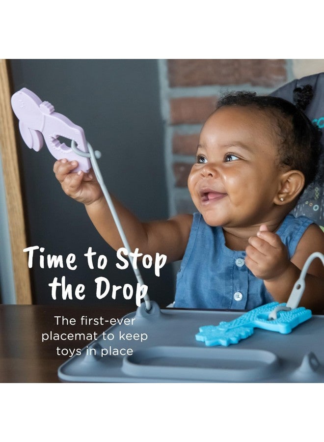 Busy Baby Silicone Mat Suction Cups 4 Straps To Secure Baby Essentials Self Feeding Baby Led Weaning Travel Sleeve Included (Pewter)  - Image 2