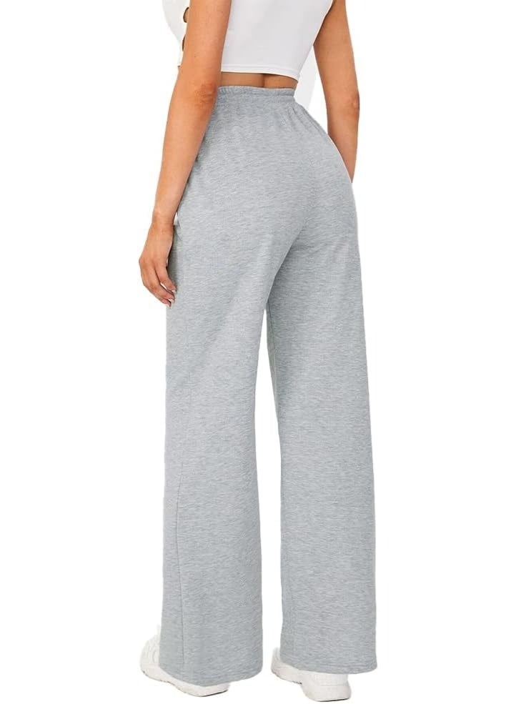 Hanady Women's High Waist Wide Leg Joggers Sportswear Side Pockets Drawstring Waist Pants - Image 2