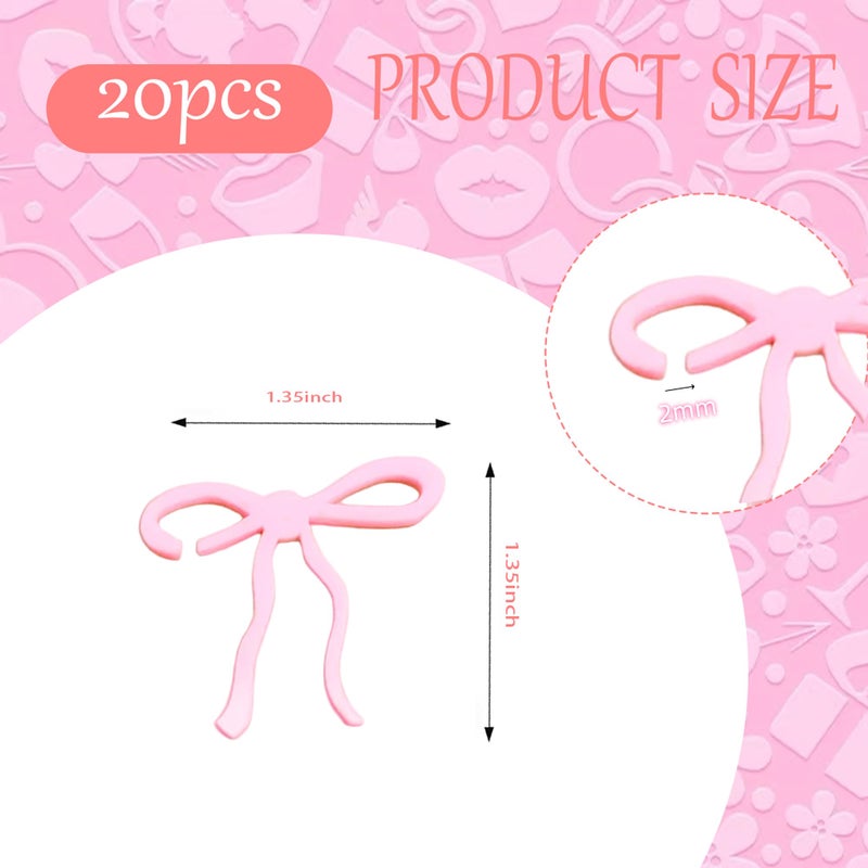 CuddleJunk 20 pcs Bow Drink Markers, Acrylic Drink Tags Bow themed Party Favors, Coquette Birthday Wedding Cocktail Party Decorations Pink Bow Party Accessories (Pink tags) - Image 2