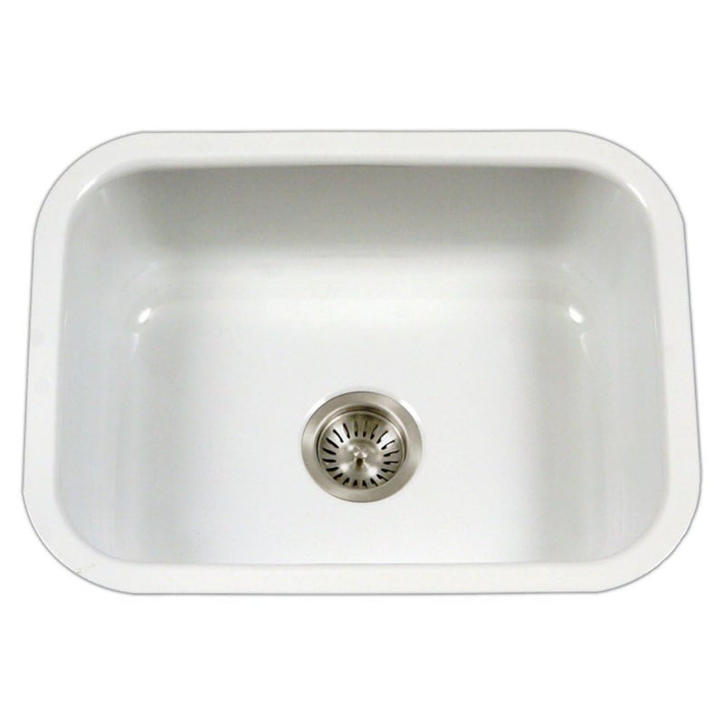 Houzer Porcela White Porcelain Enamel Steel Kitchen Sink 23 Inch Undermount Single Bowl Sink Durable Versatile Essential for Home and Apartment PCS2500 WH