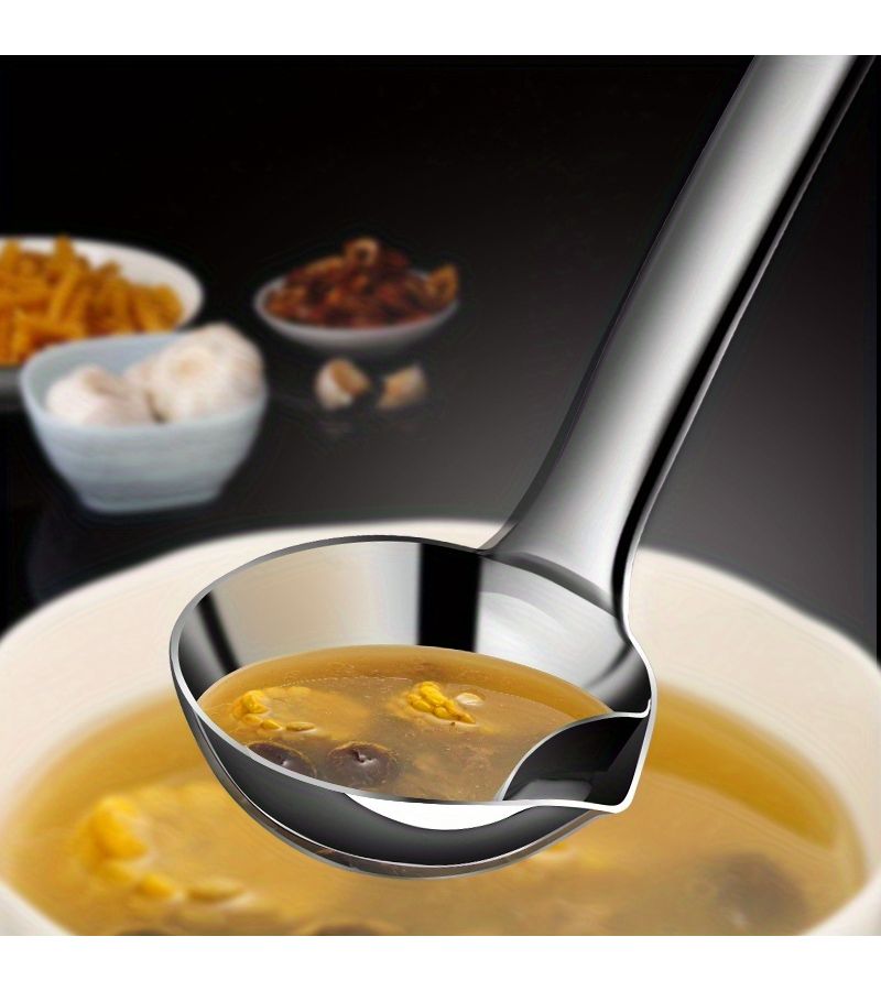 1 Pc Kitchen Stainless Steel Oil Filter Spoon With Funnel For Dormitory Household Restaurant Use Food Grade High Value Soup Strainer - Image 5