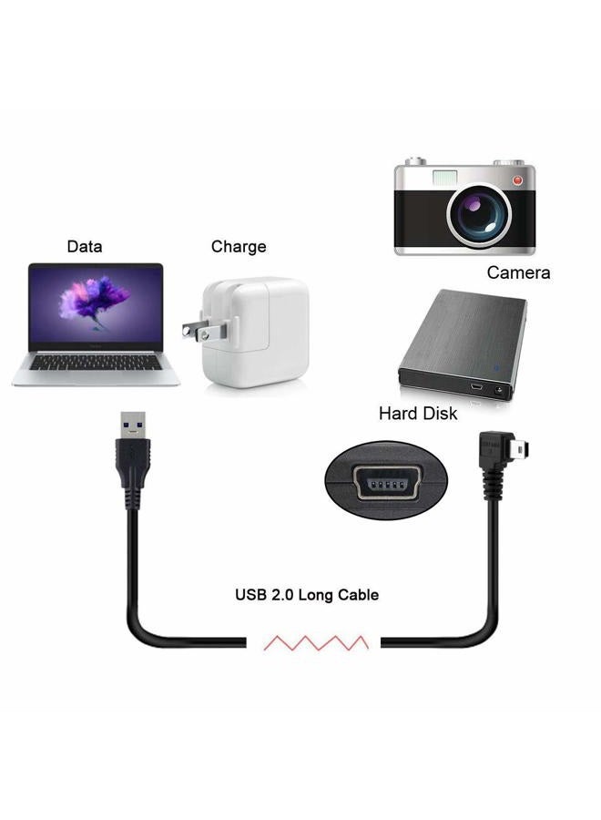 Chenyang CY Mini USB B Type 5pin Male Right Angled 90 Degree to USB 2.0 Male Data Cable with Ferrite 3.0m - Image 4