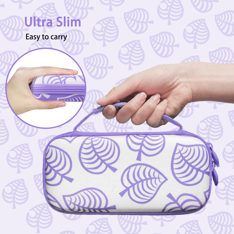 TIKOdirect Carrying Case for Switch lite, Shockproof Portable Travel Bag with Glitter Galaxy cover, Screen Protectors and Cute Leaf Thumb Grips Caps, Purple - Image 3