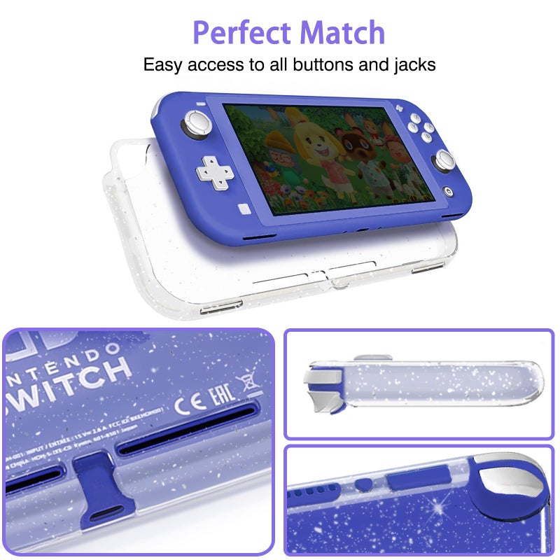 TIKOdirect Carrying Case for Switch lite, Shockproof Portable Travel Bag with Glitter Galaxy cover, Screen Protectors and Cute Leaf Thumb Grips Caps, Purple - Image 4