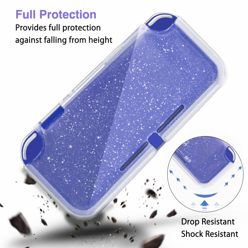 TIKOdirect Carrying Case for Switch lite, Shockproof Portable Travel Bag with Glitter Galaxy cover, Screen Protectors and Cute Leaf Thumb Grips Caps, Purple - Image 5