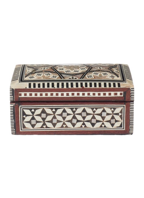 Hsg Seashell Decorated Rectangular Wooden Jewelry Box - 9 Cm