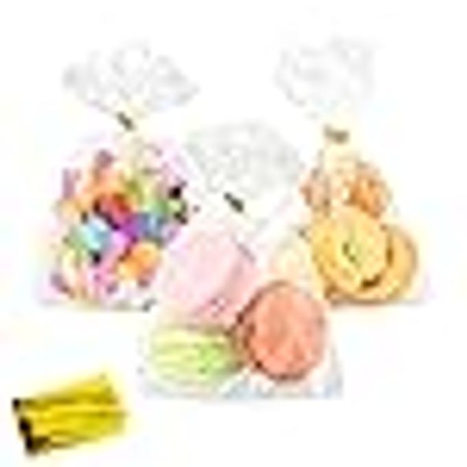 100 PCS CELLOPHANE TREAT BAGS 4X6 IN CLEAR CELLOPHANE GIFT BAGS WITH TWIST TIES PLASTIC GOODIE BAG FOR PARTY FAVOR COOKIE CANDY POPCORN BAKERY CHOCOLATE GIFT WRAPPING
