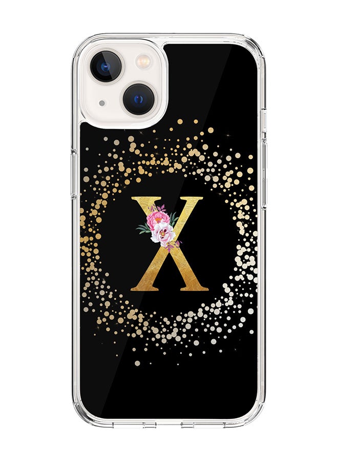 Stylizedd Classic Clear Case For iPhone 14 Plus, Hybrid Soft Case Flexible Edges Thin Cover- Custom Monogram Initial Letter Floral Pattern Alphabet - X(Black) - Image 1