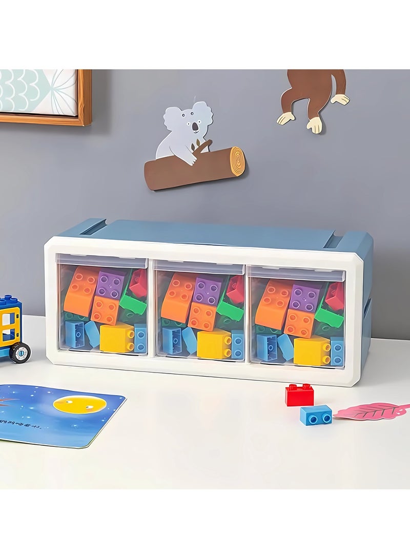Alissa Plastic Drawer Storage Cabinet, Stackable Drawer, Toys Cosmetic Desktop Storage Box Wall Hanging Storage Bins with 3 Drawer for Office School Home Organizer Bins 39 * 16.5 * 18cm(BLUE, 1PCS)  - Image 1
