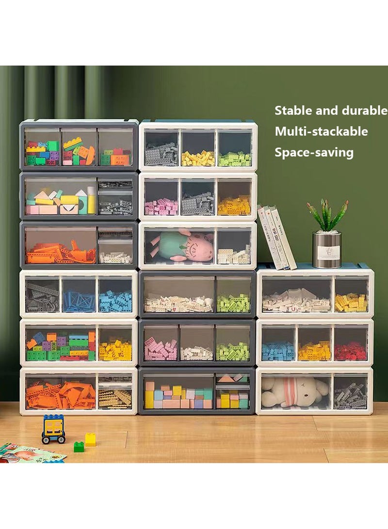 Alissa Plastic Drawer Storage Cabinet, Stackable Drawer, Toys Cosmetic Desktop Storage Box Wall Hanging Storage Bins with 3 Drawer for Office School Home Organizer Bins 39 * 16.5 * 18cm(BLUE, 1PCS)  - Image 3