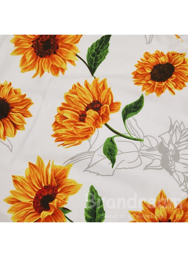 Brandream Brandream Girls Floral Nursery Bedding Yellow White Crib Bedding Sunflower Baby Blanket 3 Piece,Farmhouse Fitted Sheet, Ruffle Skirt  - Image 5