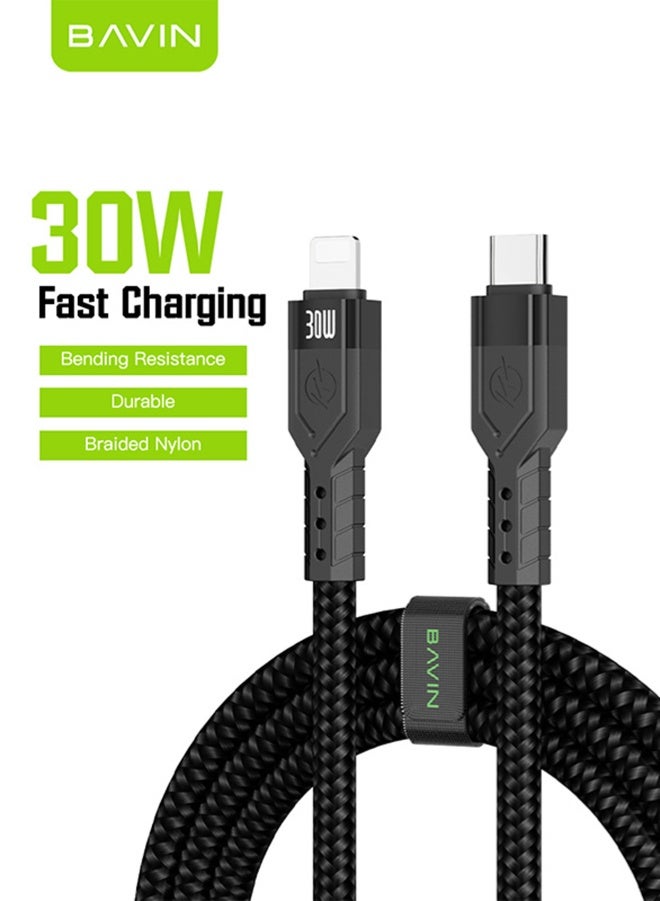 BAVIN iPhone Nylon Braided Charger Cable 1.2M USB C to Lightning Cable Fast Charging Power Delivery PD 30W 3A iPhone Cable for iPhone 14/14 Pro/14 Plus/14 Pro Max, iPad Pro, iPhone 8-13 All Series - Image 1