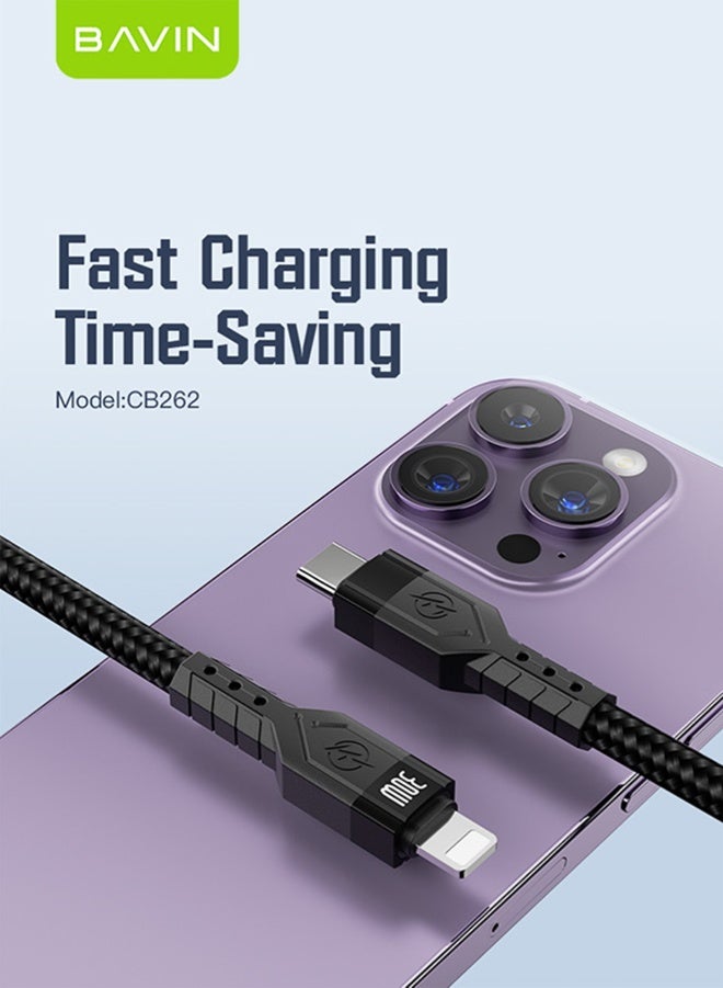 BAVIN iPhone Nylon Braided Charger Cable 1.2M USB C to Lightning Cable Fast Charging Power Delivery PD 30W 3A iPhone Cable for iPhone 14/14 Pro/14 Plus/14 Pro Max, iPad Pro, iPhone 8-13 All Series - Image 2