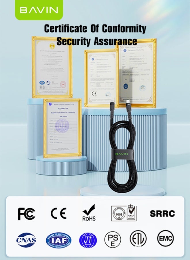 BAVIN iPhone Nylon Braided Charger Cable 1.2M USB C to Lightning Cable Fast Charging Power Delivery PD 30W 3A iPhone Cable for iPhone 14/14 Pro/14 Plus/14 Pro Max, iPad Pro, iPhone 8-13 All Series - Image 4