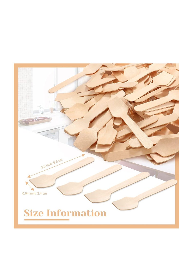 Generic - 100 Pcs Wooden Square Spoons Set - 95mm Mini Disposable Spoons, Ice Cream Spoons for Sugar Scrub, Small Wooden Spoons for Picnic Parties Weddings, Camping - Image 1