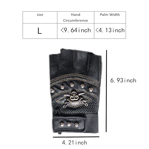 Halloluck Black Studded Gloves Steampunk Gothic Punk 80s Rocker Costume Rivet Motorcycle Car Driving Gloves Captain Fingerless Mittens - Image 2