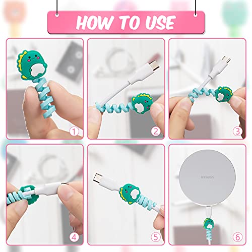 Flutesan 32 Pieces Colorful Cartoon Charger Cable Protectors USB Charger Saver Silicone Animal Buddies Flexible Cable Wire Protectors for Most Cellphone Data Lines (Cute Style,2 x 3 cm) - Image 4