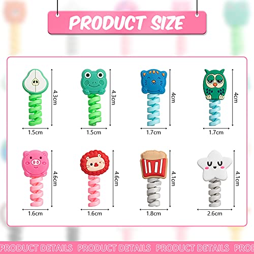 Flutesan 32 Pieces Colorful Cartoon Charger Cable Protectors USB Charger Saver Silicone Animal Buddies Flexible Cable Wire Protectors for Most Cellphone Data Lines (Cute Style,2 x 3 cm) - Image 2
