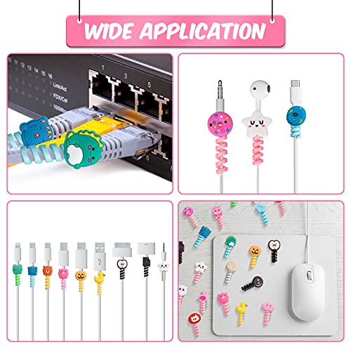 Flutesan 32 Pieces Colorful Cartoon Charger Cable Protectors USB Charger Saver Silicone Animal Buddies Flexible Cable Wire Protectors for Most Cellphone Data Lines (Cute Style,2 x 3 cm) - Image 5