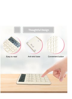 KASTWAVE Mini Portable Calculator, Hold with one Hand, 5.4 * 3.3inStandard Calculator 12 Digit with Large LCD Display, Suitable for Office, School, Home & Business Use (Beige)  - Image 3