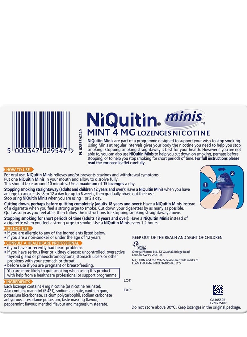 NiQuitin Lozenges Mini Mint 4mg 60 Lozenges. - Image 5