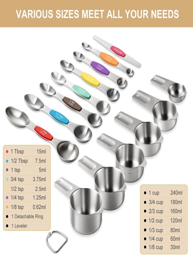 EWFEN 15-Piece Measuring Cups & Spoons Set (Multicolor) - Image 2