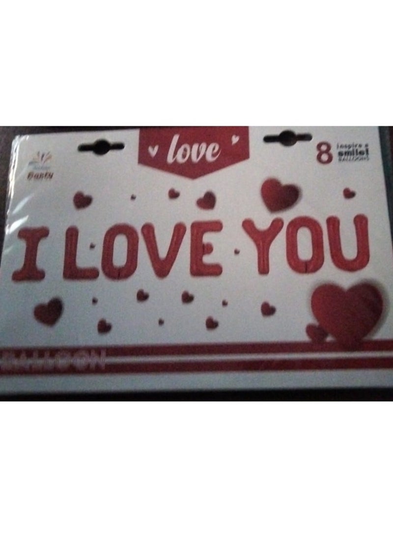 Set of I Love You Aluminum Foil Balloons for Wedding Room Decoration (Red) - Image 1