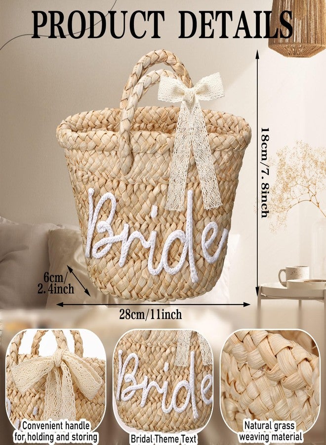 Teecyhooo Bride Shower Gift, Bride Straw Beach Bag Cotton Rope Letters Beach HandBag, Bachelorette Honeymoon Wedding Bridal Shower Gift - Image 2