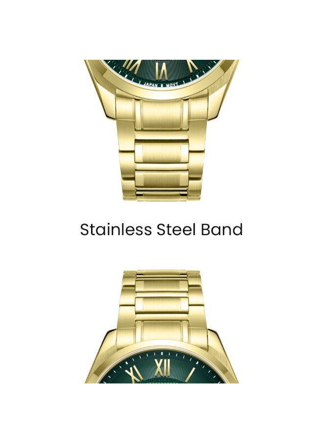TORNADO - Men's Analog Display Watch With Gold Solid Stainless Steel, Brushed and Polished Bracelet Strap - T8007-GBGH - Image 1