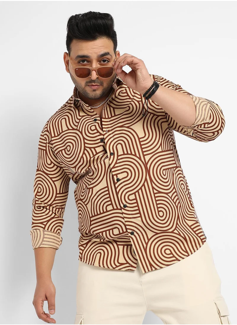 Instafab Plus Contrast Lines Shirt