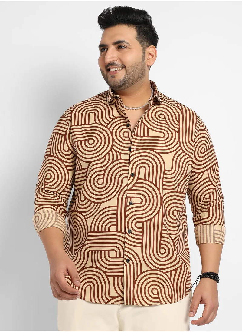 Instafab Plus Contrast Lines Shirt