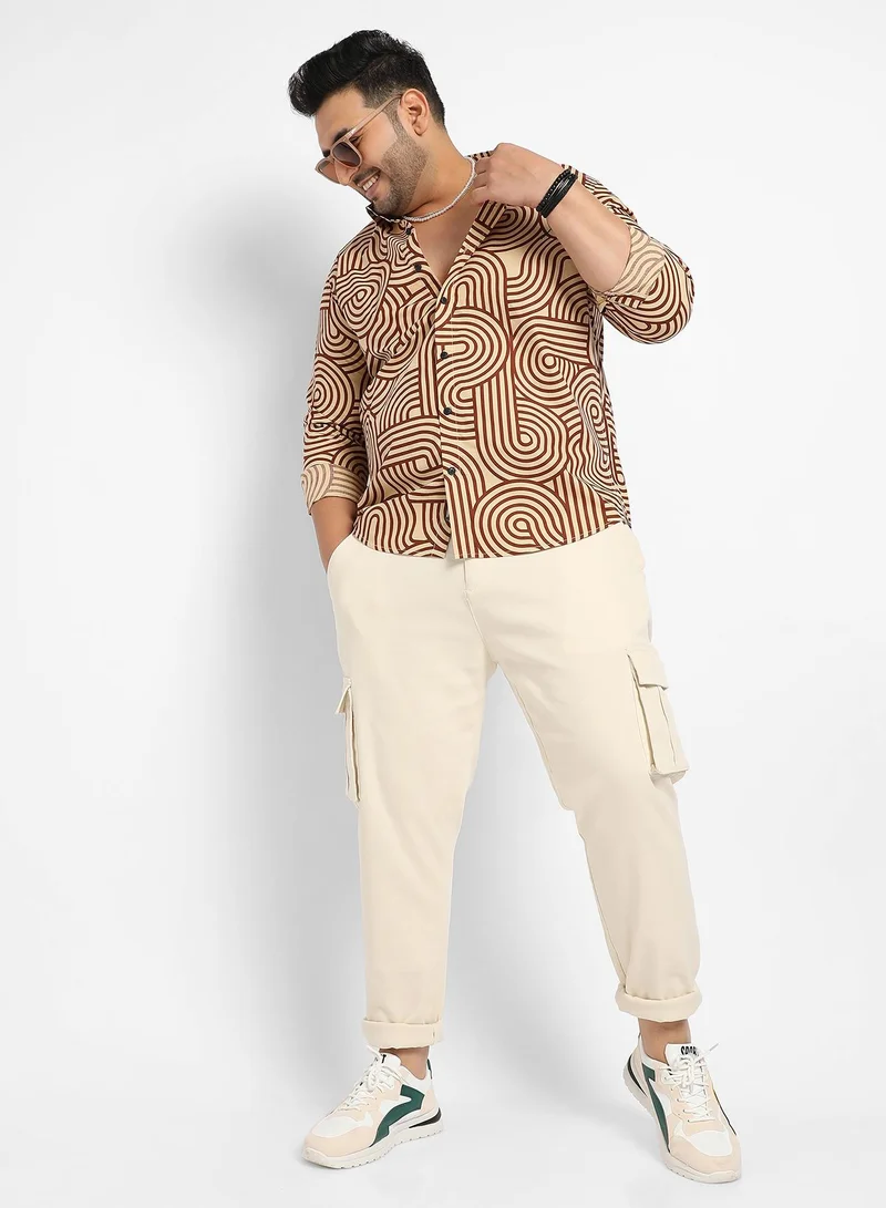 Instafab Plus Contrast Lines Shirt