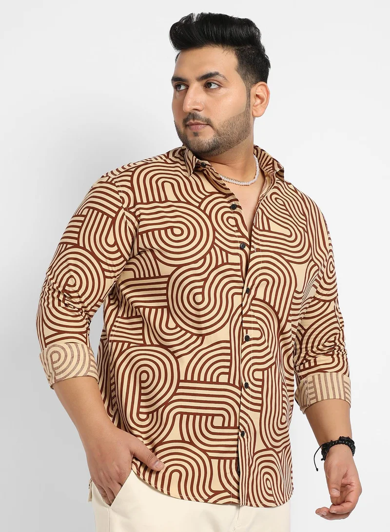 Instafab Plus Contrast Lines Shirt