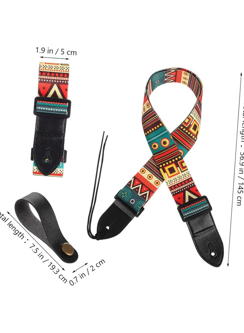 GGOOT 5 Sets guitar accessories adjustable guitar strap vintage guitar strap musical instrument belt guitar shoulder band embroidered guitar strap guitar supplies polyester Ukulele bass  - Image 5
