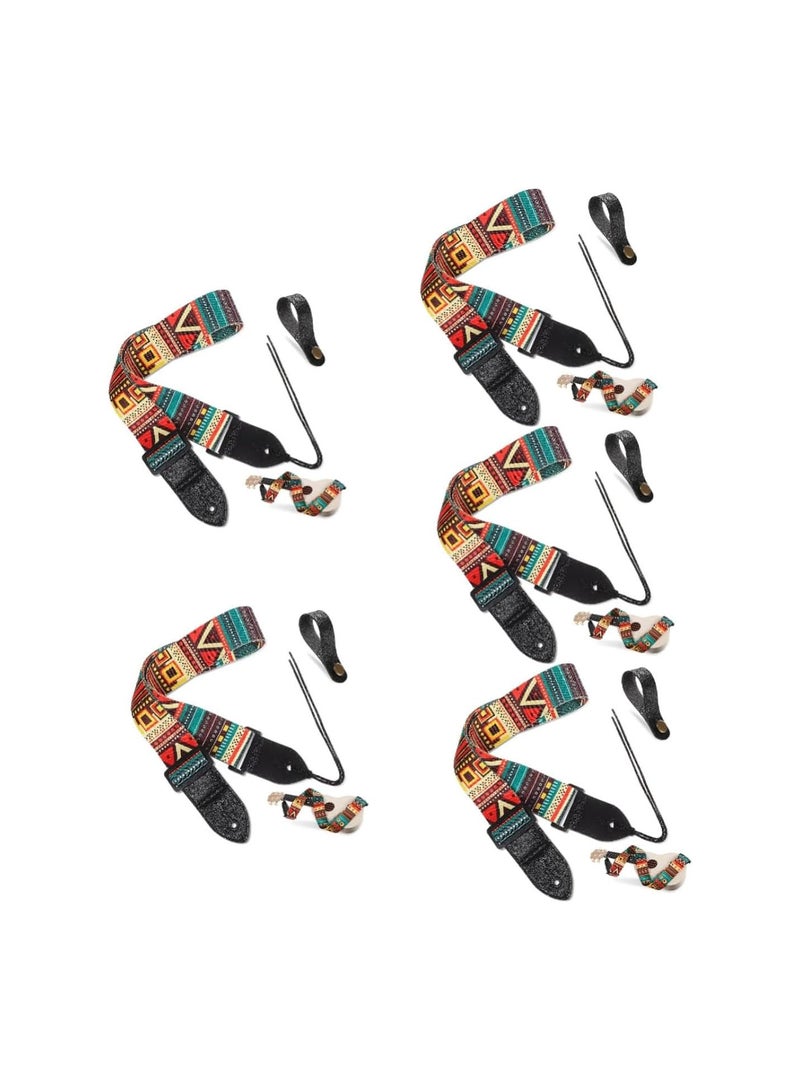 GGOOT 5 Sets guitar accessories adjustable guitar strap vintage guitar strap musical instrument belt guitar shoulder band embroidered guitar strap guitar supplies polyester Ukulele bass  - Image 1