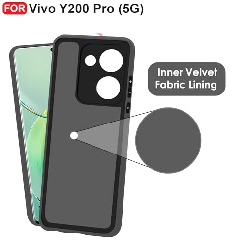 CEDO Back Cover for Vivo Y200 Pro (5G) | Camera Bump Protection Inner Fabric Lining | Soft Case Cover (Black) - Image 4