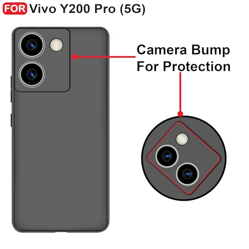 CEDO Back Cover for Vivo Y200 Pro (5G) | Camera Bump Protection Inner Fabric Lining | Soft Case Cover (Black) - Image 3