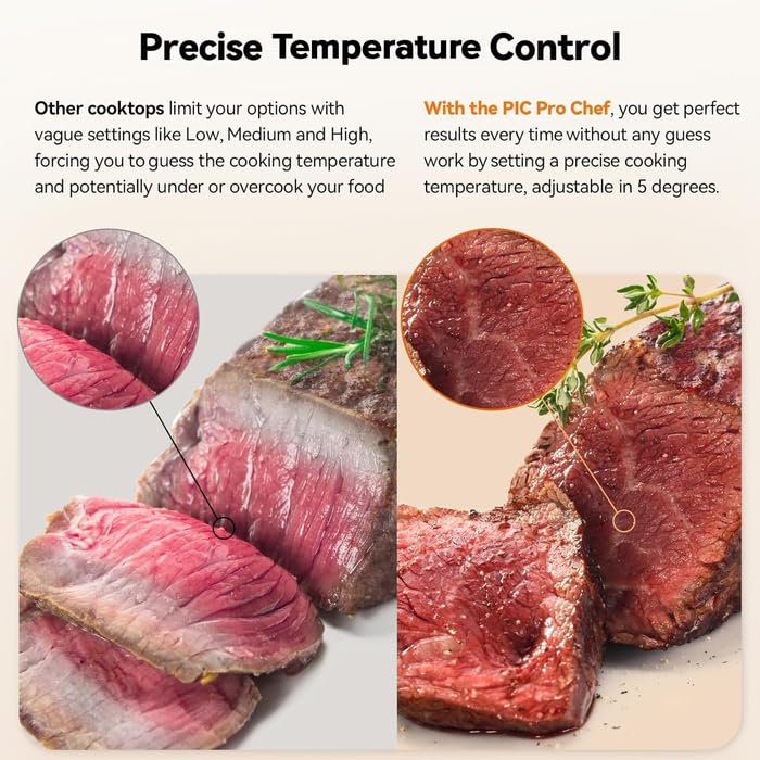 Nuwave Gold Precision Induction Cooktop, Portable, Powerful with Large 8” Heating Coil,100°F to 575°F, 3 Wattage Settings, 12” Heat-Resistant Cooking Surface - Image 5