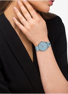 Women's Analog Round Shape Leather Wrist Watch 14503923 - 36 Mm