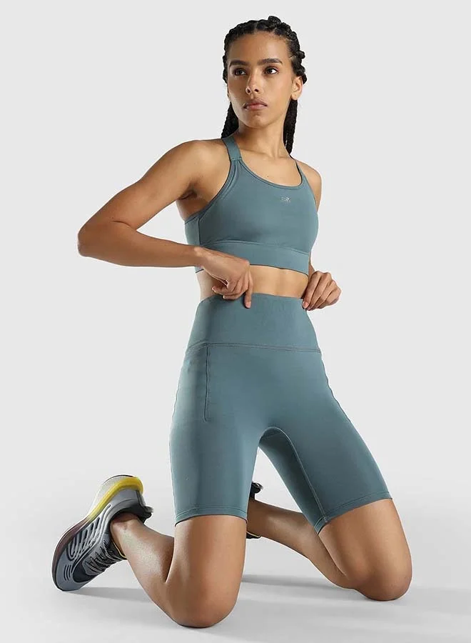 Musclemind Teal Women's Cycling Shorts 7 Inch for Women | Best Price UAE