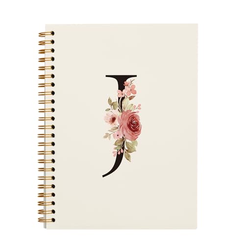OXW Personalized Gifts Initial Letter J Notebook Journal, Cute Custom Notebook for School Girls, Monogrammed Gifts for Women, School Supplies for Girls, Customized Gifts, Spiral Notebook 5.5 x 8.3 - Image 1