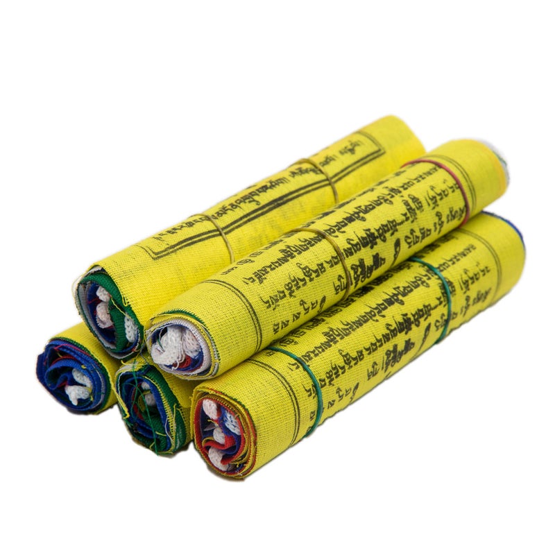 HIMALAYAN BAZAAR Tibetan Prayer Flags 12cm x 12cm - Outdoor Decoration Hand Printed Flags - Printed in Nepal Wind Horse Flag Affirmation - 5 Rolls - Image 2